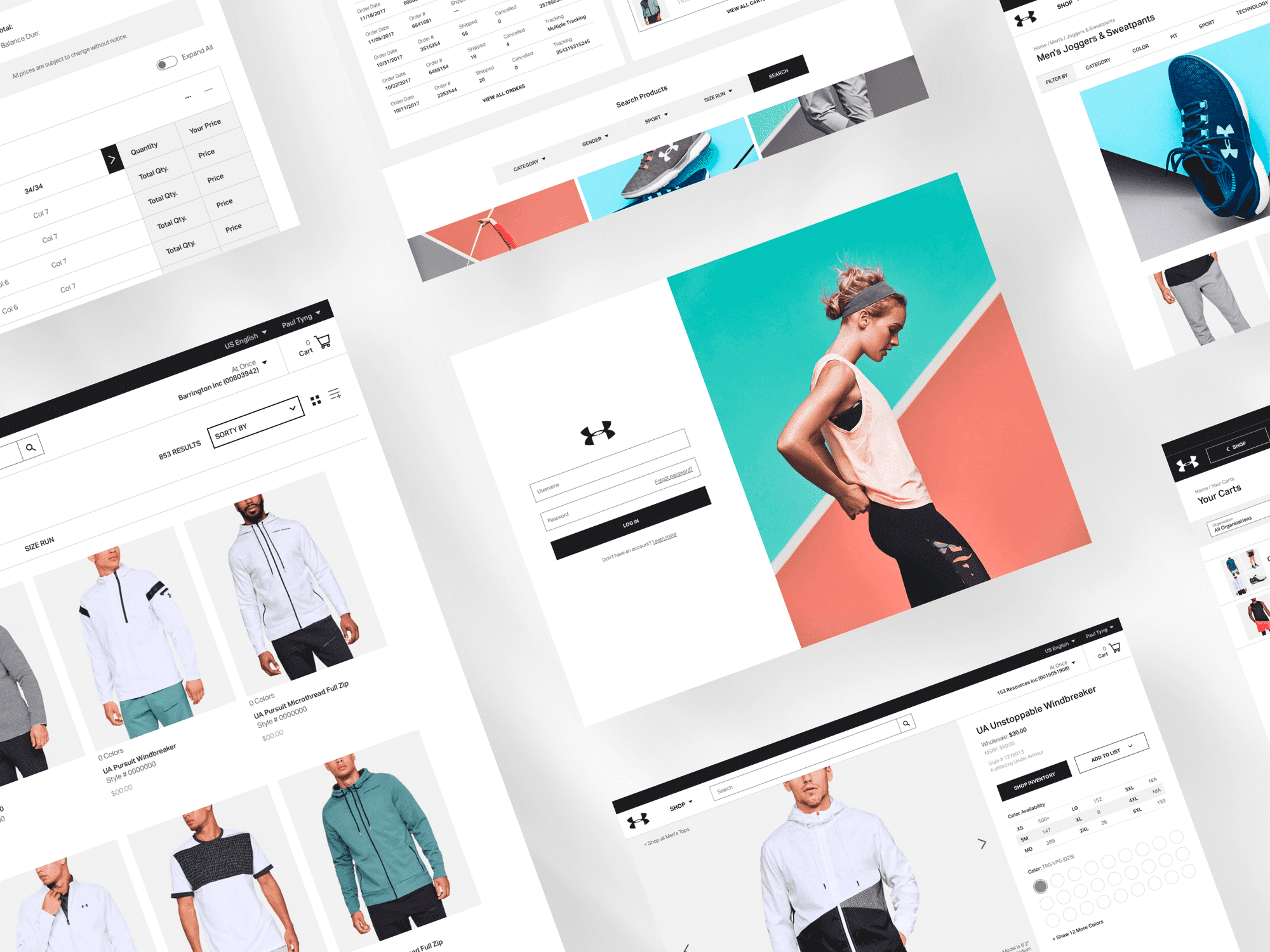 Under Armour web screens