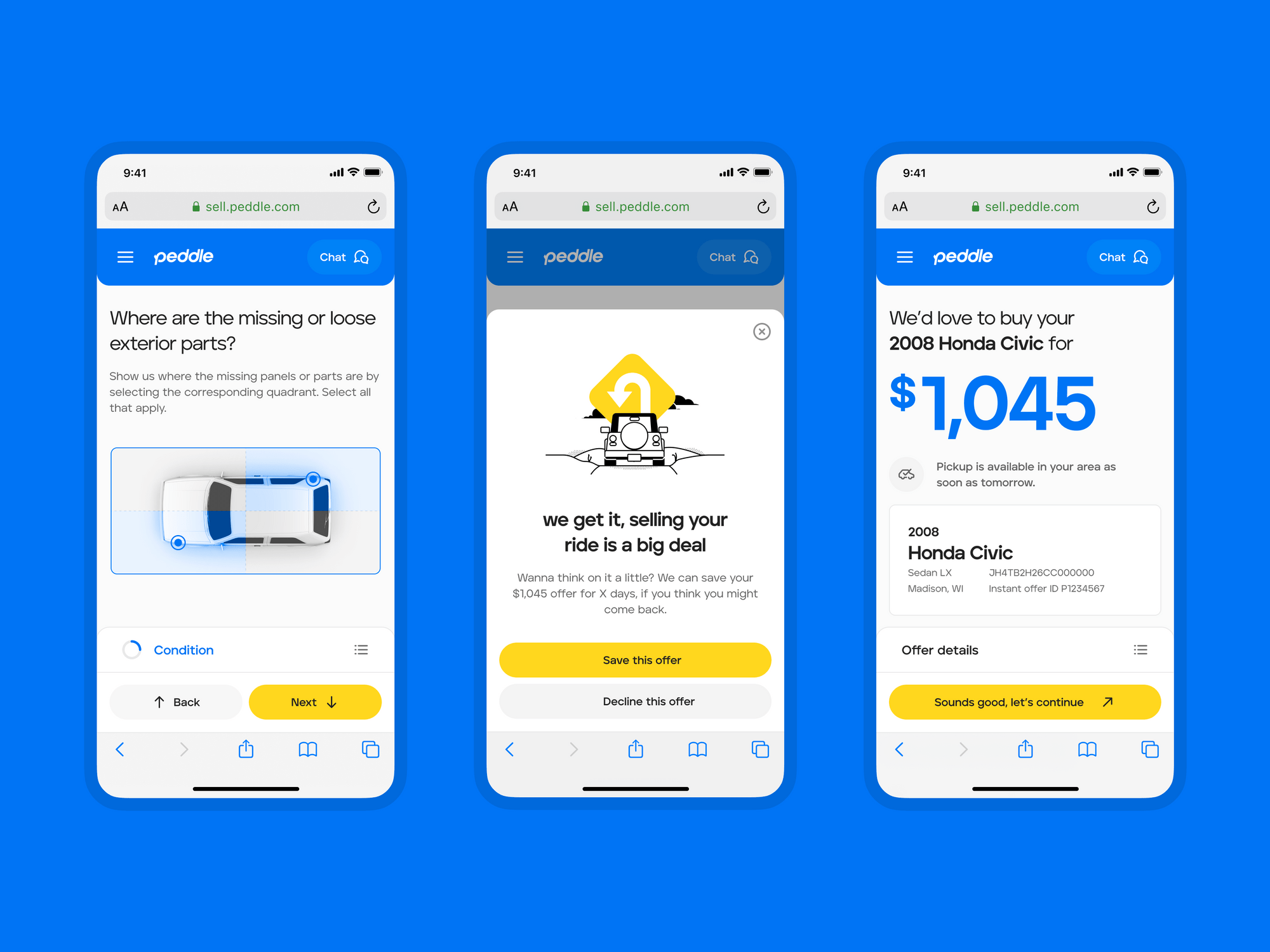 Peddle mobile screens