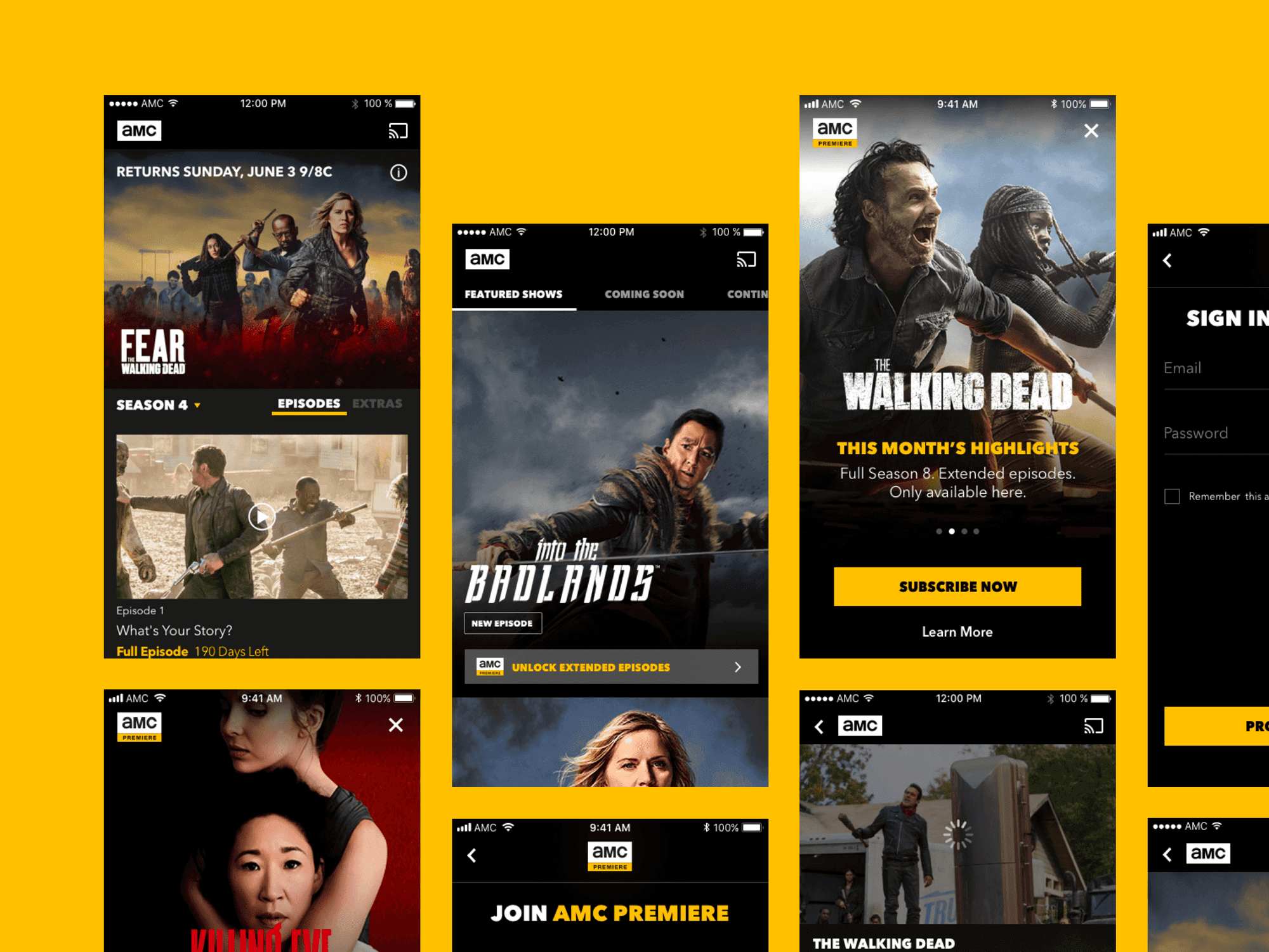 AMC mobile screens